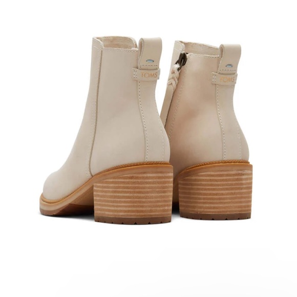 Toms Marina Beige Leather Heeled Boot - Picture 3 of 8